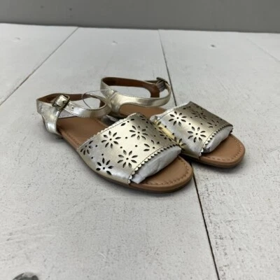 Sandalias perforadas antiguas de cuero sintético marrón marino y dorado para niñas talla 4 NUEVAS Foto 1 de 4