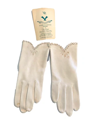 NUEVO CON ETIQUETAS DE COLECCIÓN Guantes Marfil VAN RAALTE Puño Bordado Todo Algodón Para Mujer Talla 6 1/2 Foto 1 de 4