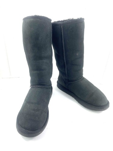 Stivali Ugg Australia donna 7 M scarpe classiche alte II nere scamosciate montone neve