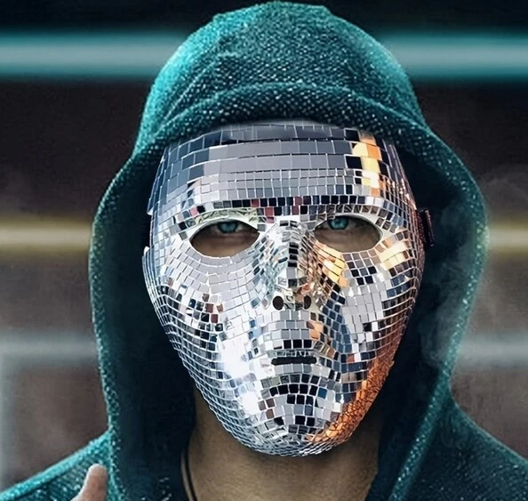 Disco Ball Brillo Máscara Facial Halloween Juegos con disfraces Fiesta Máscara para DJ Escenario Bar Fiesta Foto 1 de 4