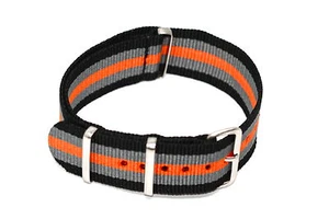 CORREA RELOJ MILITAR RAF BALÍSTICO AJUSTE NAILON NEGRO NARANJA GRIS 20 MM - Imagen 1 de 2