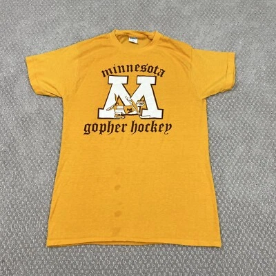 Vtg Minnesota Golden Gophers Hockey T Shirt Adult Size Medium 70s Single Stitch - Image 1 of 4