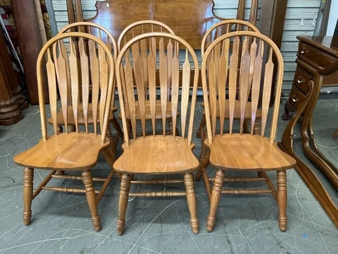 Windsor Saddle Seat Spindle Back Chair, Slovenia, Vintage, RARE SET OF 6 Cover