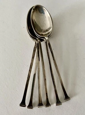 Cucharas DEMITASSE ESTERLINAS - MAPPIN & WEBB, Sterling, (Juego de 6) (5H10) Foto 1 de 4