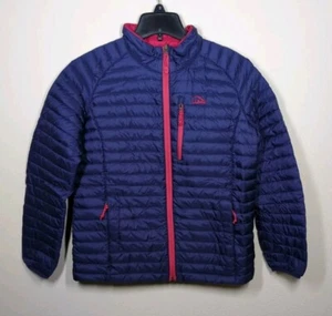 LL Bean Youth Sz L 14-16 Blue & Pink 650 Goose Down Packable Downtek Puffer Coat - Picture 1 of 9