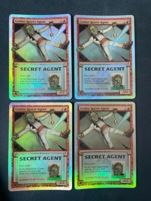 MTG 4X FOIL UNHINGED GOBLIN SECRET AGENT NM MAGIC THE GATHERING CREATURE RED - Image 1 of 4