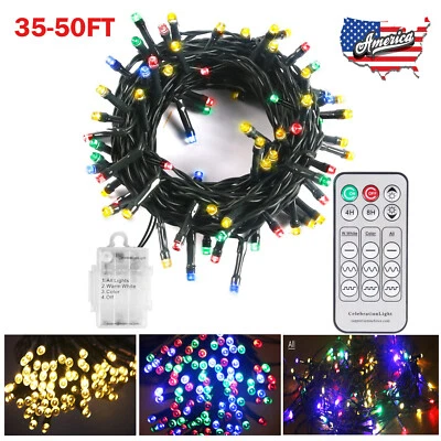 35-50FT Battery Powered String Lights 9 Modes Outdoor Garden Wedding Party Xmas - Image 1 of 4