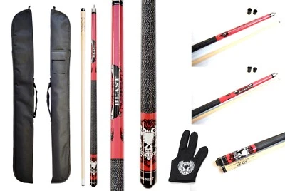 H DELTA BEAST Billiard Pool Cue Kit, FREE 1x1 CASE, CASE, GLOVE, JOINT CAP, RED