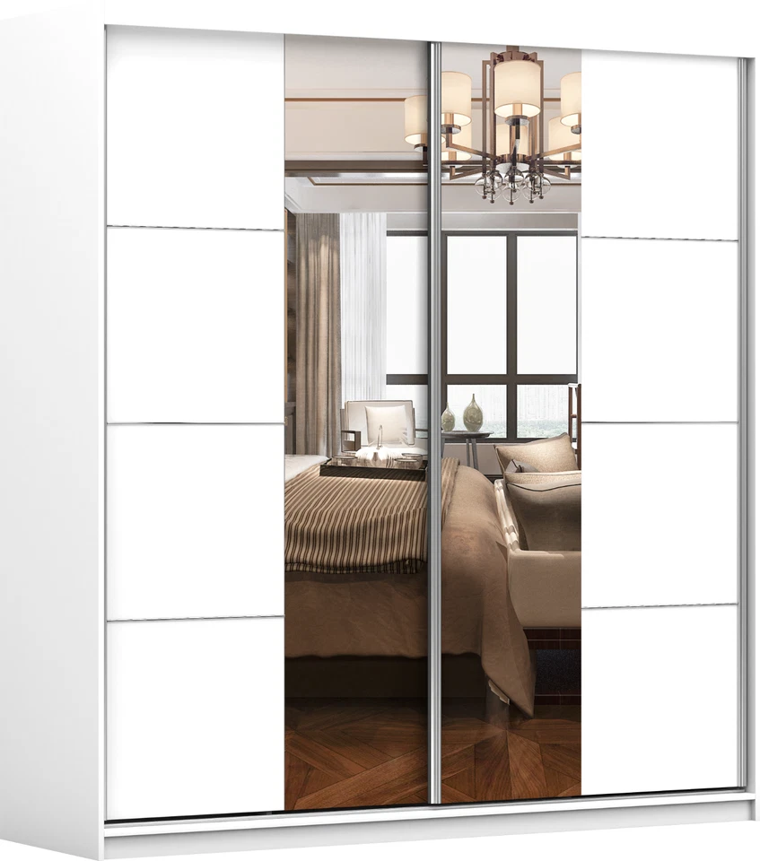 Schwebetürenschrank Kleiderschrank Schrank mit Spiegel POLA  38 203 cm - Bild 1 von 1