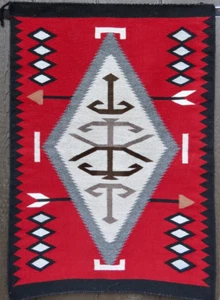 Red Navajo Wool Rug Kilim Area Rug 9x12 ft Southwest Style Native Woven Boho Rug - Picture 1 of 8
