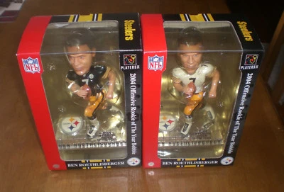 2 Bobbleheads Steelers Ben Roethlisberger 2004 novato del año - blanco y negro Foto 1 de 2