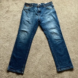 Wrangler Texas Jeans Men's 36 X 30 Blue Denim Slim Fit 5-Pocket Straight Leg - Picture 1 of 14