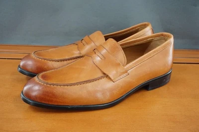 Bruno Magli Ricci Penny Loafers Shoes Mens Size 10 Cognac Leather Slip On Italy - Image 1 of 4
