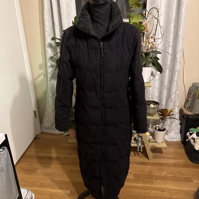 LL BEAN Womens Small Long Polyester(faux Suede) Down Filled Puffer Coat - Image 1 of 4