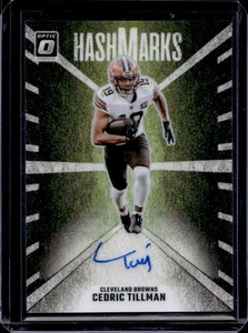 2024 Donruss Optic Cedric Tillman Hash Marks Auto #HM-CTN Marrone - Foto 1 di 2