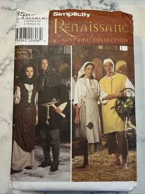 SIMPLICITY Renaissance Peasant Costume Pattern, Size A XS S M L XL #8587 UNCUT - Image 1 of 3