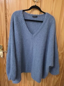 F&F Woman's Oversized Knitted Blue Jumper Size XL - Picture 1 of 3