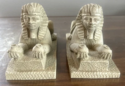 A.Giannelli итальянский алебастр сфинкс скульптура, подписанный - набор из 2 б/у 1995 - Изображение 1 из 4