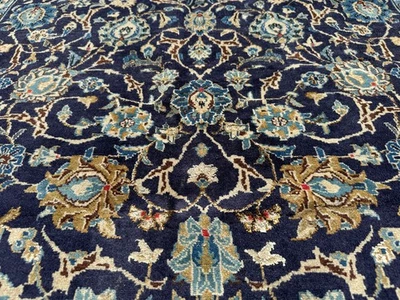 4x7 BLUE ORIENTAL RUG VINTAGE HANDMADE HAND-KNOTTED ANTIQUE wool silk fine 5x7 - Image 1 of 4