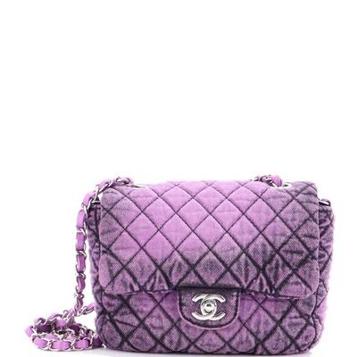 Bolsa Chanel Denimpression Flap acolchoada jeans desgastada pequena - Imagem 1 de 4