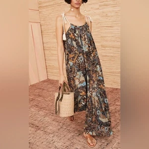 Ulla Johnson Cari Überwurf Batik Größe Large Maxikleid Quaste Schulter zum Binden Strand - Bild 1 von 15