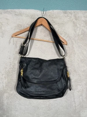 Bolso TOM FORD Jennifer mediano con doble correa en cuero negro dorado Foto 1 de 4