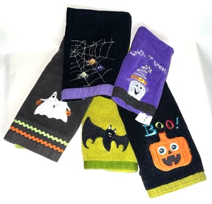 Halloween Hand Towels Set of 5 Ghost Bat Spider Pumpkin B*O - Picture 1 of 5