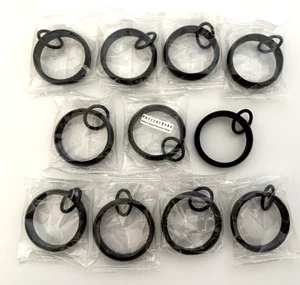11 Pottery Barn Quiet Glide 1-5/8" Double Curtain Round Rings Black Matte Metal - Picture 1 of 5