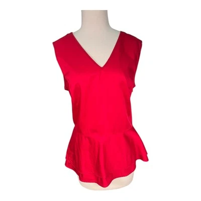 Blusa para mujer Brooks Brothers sin mangas cuello en V cremallera lateral algodón peplum talla 16 Foto 1 de 4