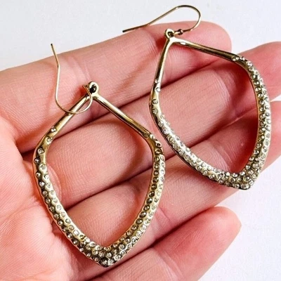 Alexis Bittar hoop Earrings Dangle designer jeweled Textured Crystal encrusted - Image 1 of 4