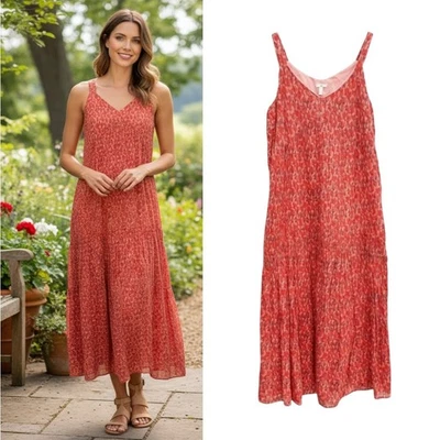 Vestido midi Joie Tea Rose para mujer talla 2XL sin mangas rojo algodón cottagecore  Foto 1 de 4