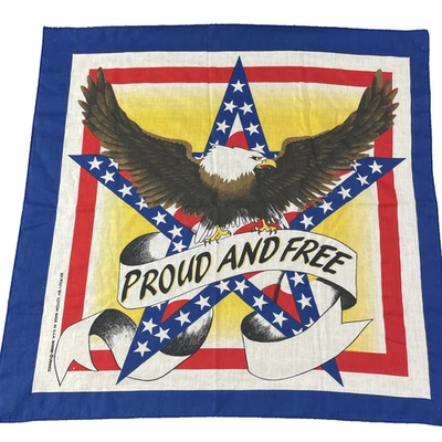 Pañuelo Bandana Motociclista De Colección Orgulloso Y Libre Águila Años 80 EE. UU. Freedom Moto Foto 1 de 4