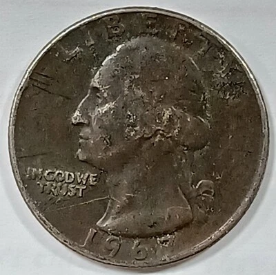 1967 Washington Quarter Black Beauty Error 5.3 Grams Die Breaks Struck Through + - Image 1 of 2