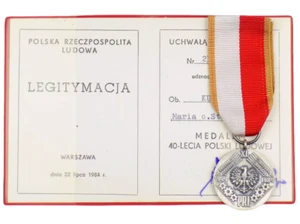 232 DOC + DIE POLNISCHE MEDAILLE 40 JAHRE VOLKSREPUBLIK POLEN - Bild 1 von 4