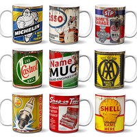 Oil Can Mug Garage Tools Retro Cup Car Mechanic Dad Christmas Gift Personalised