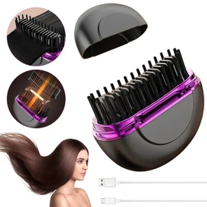 Mini Electric Hair Beard Straightener 3 Gear Hot Styling Comb Fast Heated Brush - Picture 1 of 14