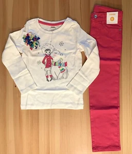 NEU MIT ETIKETT GYMBOREE FARBE HAPPY LS T-SHIRT PINK JEANS CURLIES OUTFIT MÄDCHEN GRÖSSE 5 - Bild 1 von 1