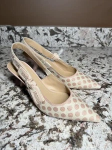 Christian Dior Polka Pumps J'ADIOR Slingback Fabric Pink Size 37 - Picture 1 of 9