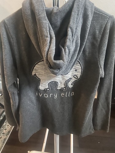 OFF WHITE Felpa con cappuccio mezza zip grigia avorio Ella Taglia Med