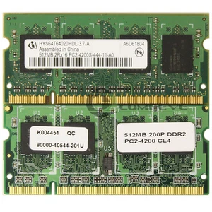 1GB (2x 512MB) PC2-4200 DDR2-533MHz CL4 200-pin SoDimm Memory Mobile - Picture 1 of 1