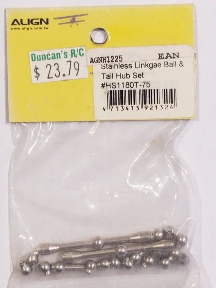 Align Trex450 AGNH1225 Stainless Linkage Ball & Tail Hub Set HS1180T-75 - Image 1 of 1