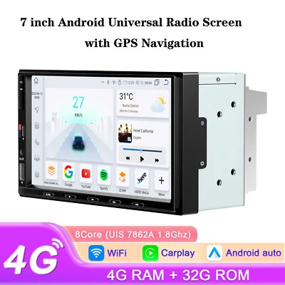 Android 13 Car Stereo Carplay GPS Navi WiFi BT5.0 4+32GB 7" Double 2Din Radio FM - Image 1 of 4