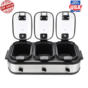 3x2.5-Qt Stainless Steel Triple Slow Cooker 3-Section Buffet Server Nonstick Pot - Picture 1 of 5