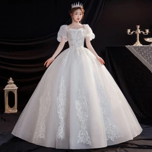 Bride White Wedding Dress Women Bridal Frocks Princess Evening Gowns Plus Size - Picture 1 of 7