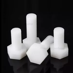 Juego de cabeza hexagonal de nailon de plástico blanco M3 M4 M5 tornillo pernos hexagonales DIN933 rosca completa - Imagen 1 de 9