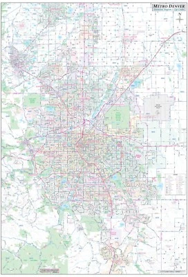 Metro Denver-Aurora-Boulder CO Detailed Region Wall Map w/Zip Codes - Image 1 of 4