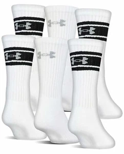 UNDER ARMOUR 6-Pair Charged Cotton Training Crew Socks, White Youth 13.5K- 4Y - Picture 1 of 1