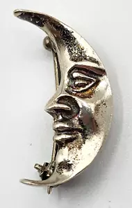 Vintage Soma Sterlingsilber Halbmond Halbmond Gesicht Anstecknadel Brosche - Bild 1 von 5
