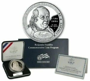  (1) 2006 P Ben Franklin Founding Father $1 Proof Silver Dollar Coin w/Box & COA - Picture 1 of 2