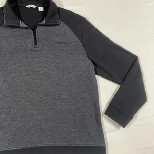 Men's Large Calvin Klein CK 1/4 Zip Sweater Black and Grey Pullover Collared Zip - Picture 1 of 9